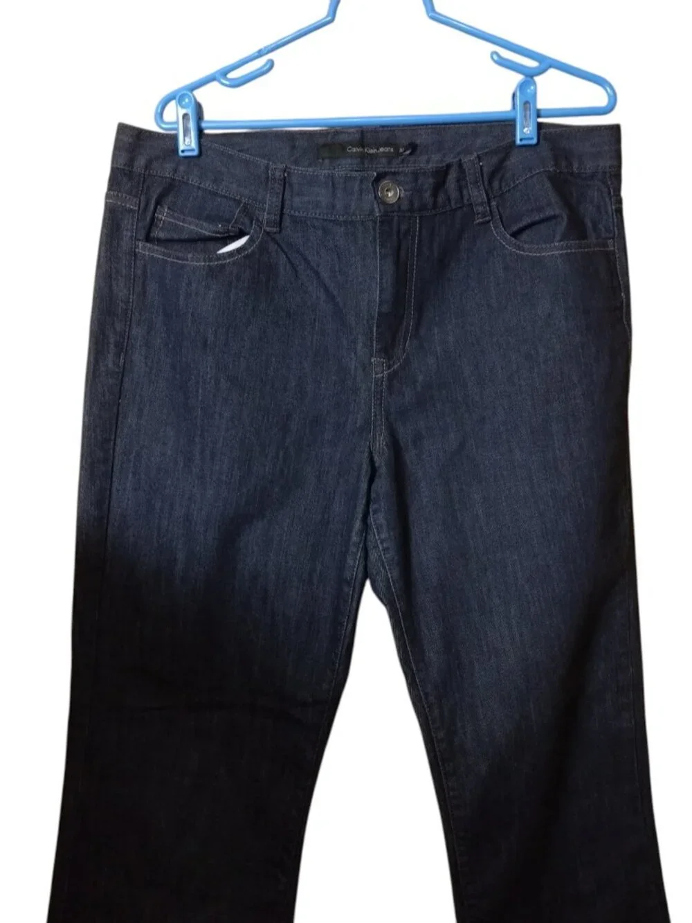 Calvin Klein Jeans Women's Size 32 Blue Flare High Rise Dark Wash Denim Jeans